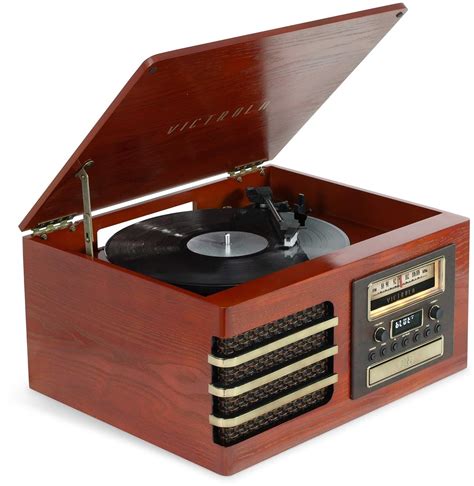 Victrola Wooden Music Center Improved Stereo Sound Bluetooth Out