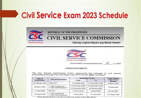 Civil Service Exam Schedule Released Csc Pen And Paper Test Exam Announcement Csc Gov Ph
