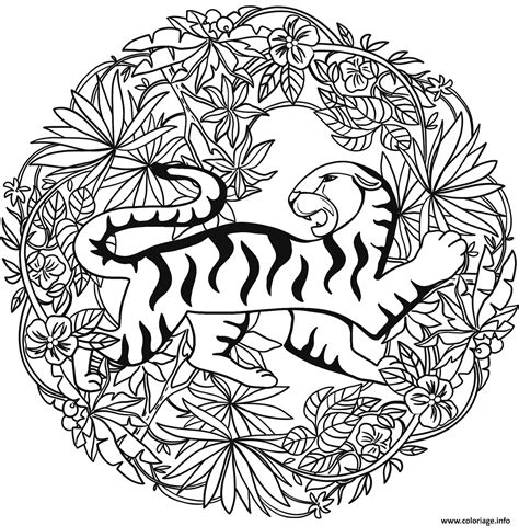 Coloriage Tigre Mandala Par Lesya Adamchuk Dessin Mandala Animaux à