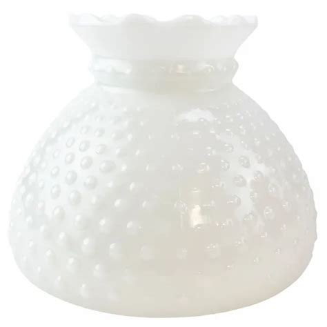 VINTAGE HOBNAIL MILK Glass Lamp Shade White Ruffled GWTW Hurricane 8