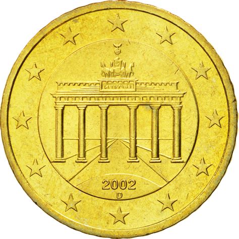 580519 Germany Federal Republic 50 Euro Cent 2002 Ms63 Brass
