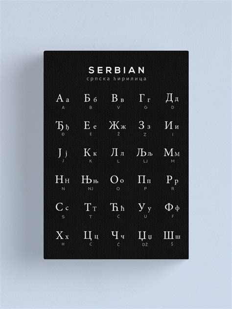 Serbian Alphabet Chart Serbian Cyrillic Language Chart Black Canvas