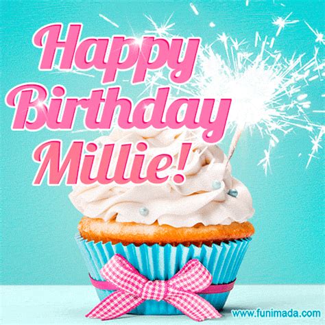 Happy Birthday Millie Elegang Sparkling Cupcake  Image