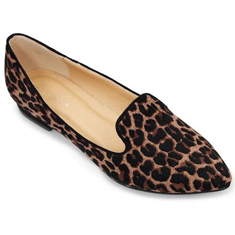 Flc655 Trenton Womens Slip On Leopard Print Smart Pumps Flats Loafer