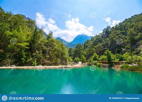 Emerald Colored Lake In The Forest In A Canyon Stock Image Image Of