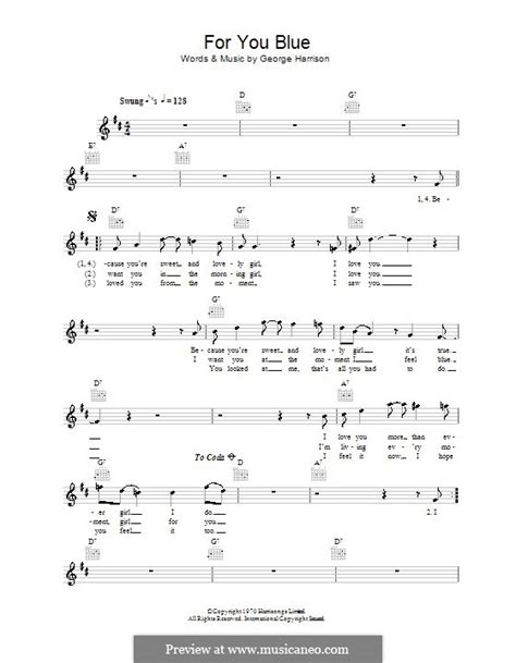 For You Blue The Beatles Por G Harrison Partituras On Músicaneo