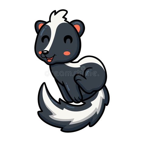Cute Little Skunk Cartoon Posing Stock Vector Illustration Of Black