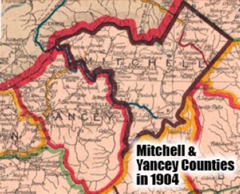 Map Of Mitchell And Yancey Counties In 1904 Mitchell North Carolina