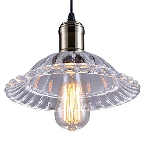 Gplus Art Metal Pendant Lights With Edison Bulb Clear Flower Style Glass Shade Industrial