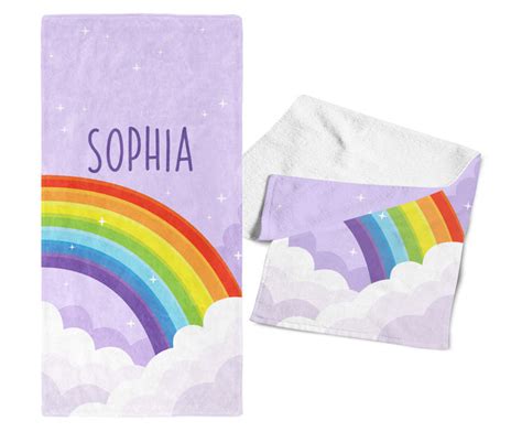 Colorful Rainbow Personalized Kids Name Towel
