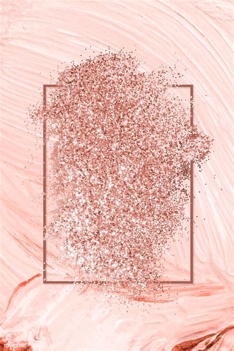A Pink Background With Gold Glitter And A Square Frame In The Shape Of