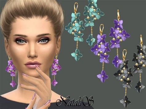 The Sims Resource Flower Shape Gentle Drop Earrings By Natalis • Sims