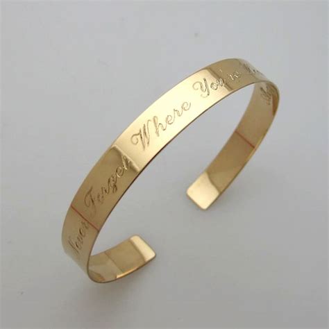 Personalized Gold Cuff Bracelet Custom Engraved Bangle Anniversary