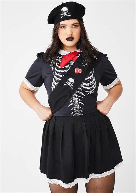 Plus Size Halloween Dolls Kill Sexy Skeleton Girl Scout Costume Dolls