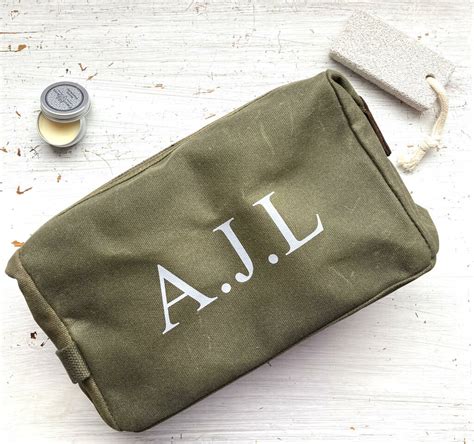 Men S Personalised Waxed Cotton Wash Bag By Love Lammie Co