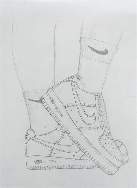 Pencil Drawing Of Nikie Air Force 1 With Nikie Socks Indie Drawings