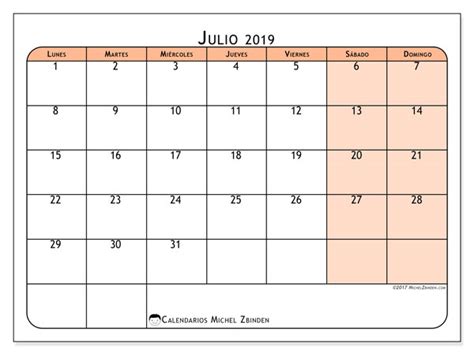 Calendarios Julio 2019 Ld Michel Zbinden Es