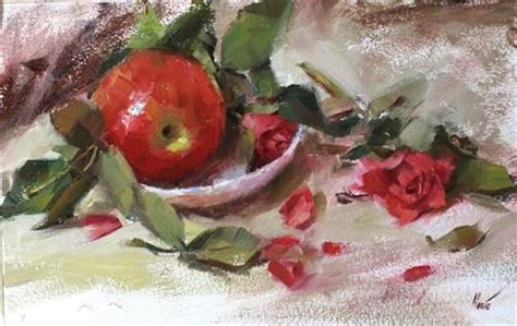 Daily Paintworks Still Life With Apple Original Fine Art For Sale