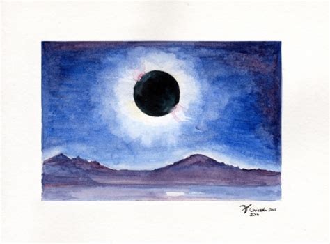 Solar Eclipse Original Watercolor Space Art By Christopher Doll
