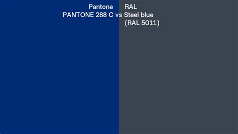 Pantone 288 C Vs Ral Steel Blue Ral 5011 Side By Side Comparison