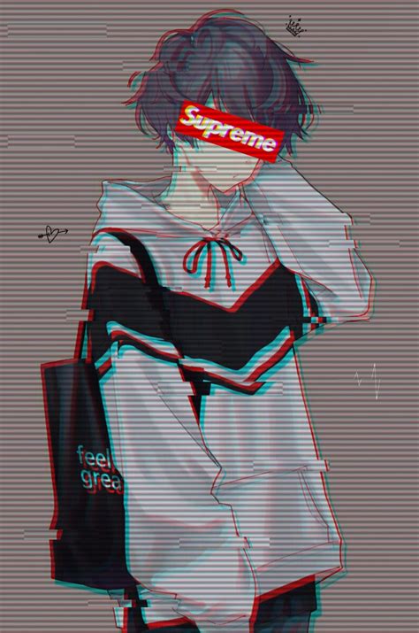 Glitch Effect Boy Sad Anime Aesthetic Wallpaper Anime Wallpaper Hd