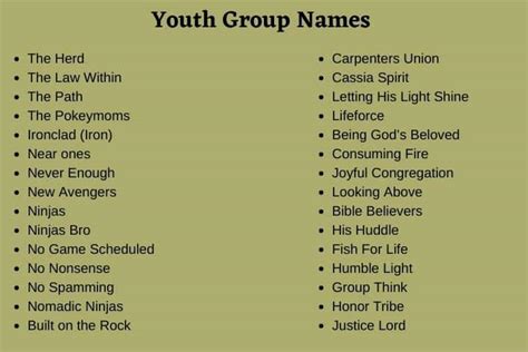 Youth Group Names 400 Best Christian Group Names