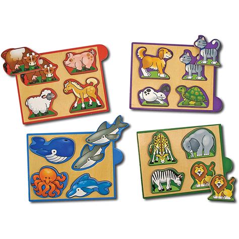 Melissa And Doug Animals Wooden Mini Puzzle Pack Set Of 4