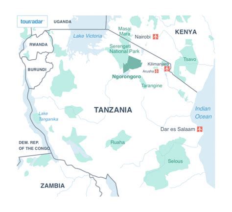 Map Of Ngorongoro Conservation Area And The Crater Tanzania