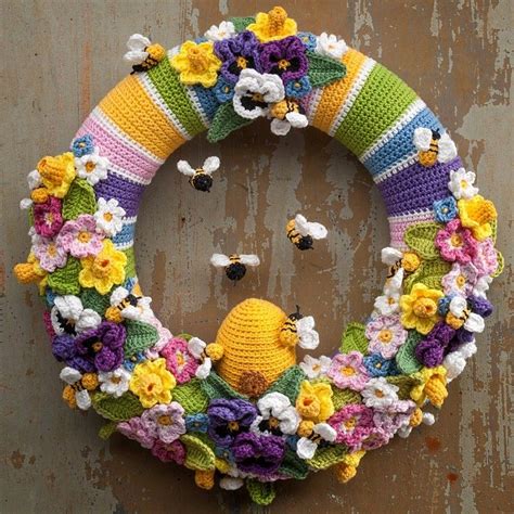 ravelry spring wreath by marjolein flick crochet flower patterns crochet wreath pattern