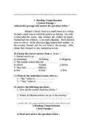 Another important thing here is learning to do practical things. English worksheets: Grade 7 Reading Comprehension