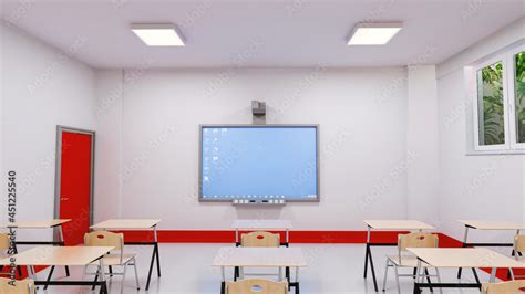 Smart Board Classroom With Teacher And Students Classroom Design