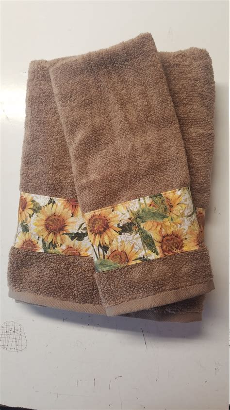 Sunflower Bath And Hand Towel Set Tan Etsy