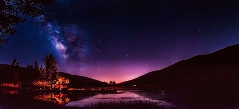 Desktop Wallpaper Lebanon Night Mountains Lake Milky Way Hd Image