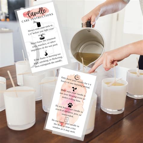 Handmade Candle Care Instruction Cards Physical Printed Etsy