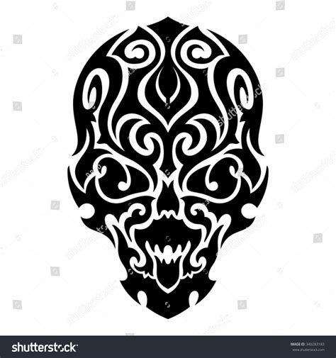 Skull Tribal Tattoo Vector Illustration เวกเตอร์สต็อก ปลอดค่า