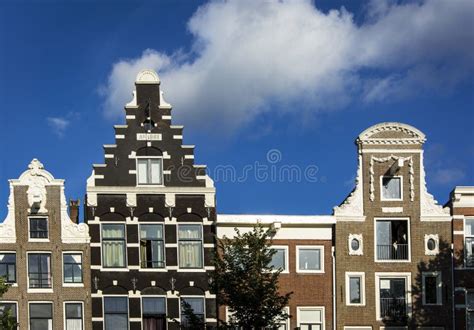 Amsterdam Voorgevels Van Traditionele Nederlandse Gebouwen Van