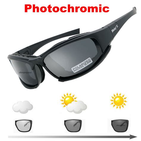 Daisy Photochromic Polarized Glasses Army Transition Sunglasses Military Goggles 4 Lens Kit War