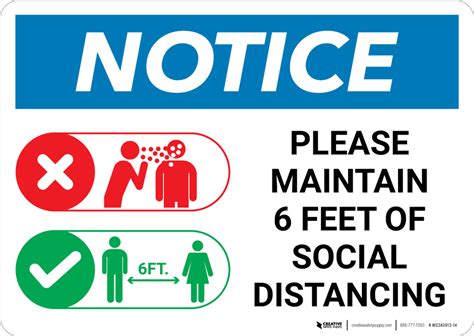 Notice Please Maintain 6 Feet Of Distance At All Times With Icon
