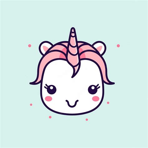 Premium Vector Cute Kawaii Unicorn Logo Illustration