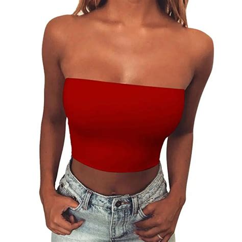 Strapless Women S Crop Top Sexy Sleeveless Boob Bandeau Tube Shirt For A Stylish Look