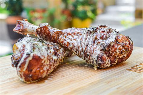 Smoked Turkey Legs With Alabama White Barbecue Sauce Recipe The Meatwave
