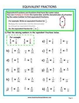 Worksheets are grade 5 fractions work, grade 5 fractions work, equivalent fractions work, math mammoth grade 5 b, equivalent fractions multiplications1, equivalent fractions and comparing fractions are you my. Fractions-Find Missing Number in Equivalent Fractions ...