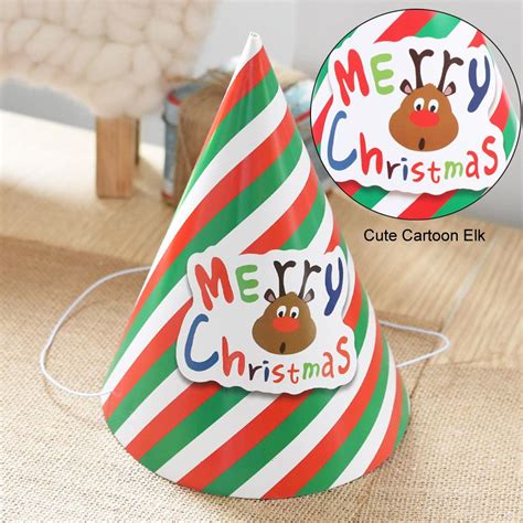 Xmas Paper Hat Cartoon Merry Christmas Ornament T Cap With Rope