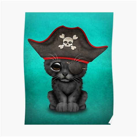 Cute Baby Black Panther Cub Pirate Poster For Sale By Jeffbartels