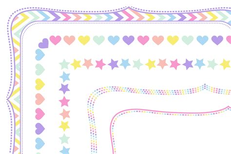 Rainbow And Pastel Decorative Dotted Digital Scrapbook Frames Borders