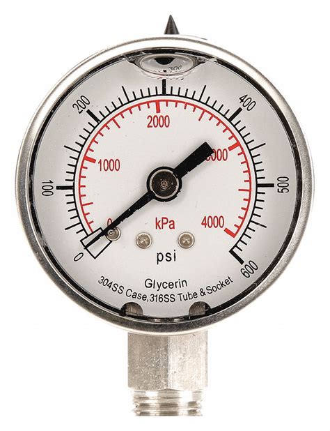 Grainger Approved Pressure Gauge 0 To 4000 Kpa 0 To 600 Psi Range 1