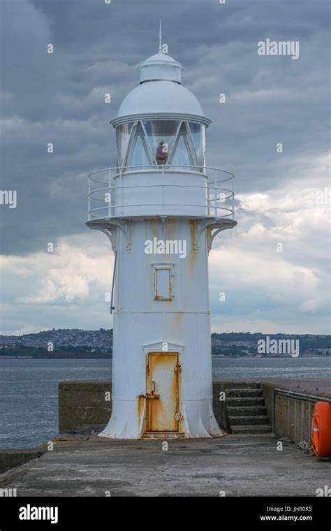 Lighthouse In Stormy Weather Stock Photo Alamy