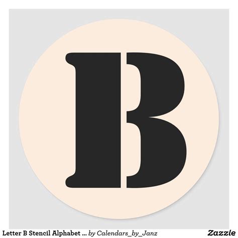 Letter B Stencil Alphabet By Janz Antique White Classic Round Sticker