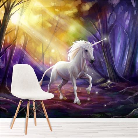 enchanted forest unicorn wallpaper wall mural