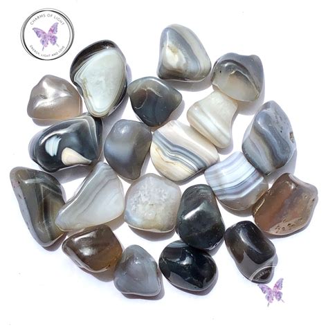 Some examples are laguna agate (named after ojo laguna, mexico) or botswana agate (after the african country of botswana). Grey Botswana Agate Tumble Stone